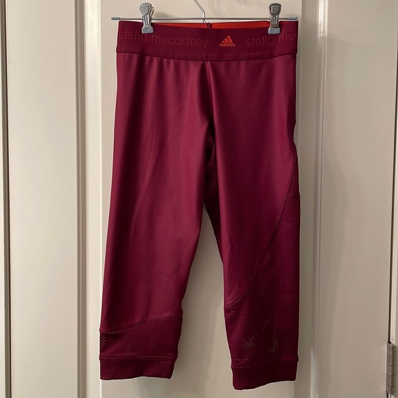 Adidas x Stella McCartney Maroon Capri Leggings Size Small - Picture 3 of 8